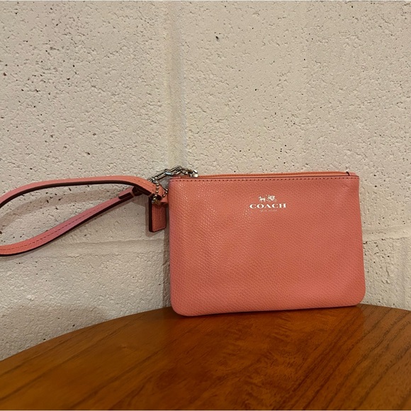 Coach Pink Pebbled Leather Wristlet - Picture 1 of 7